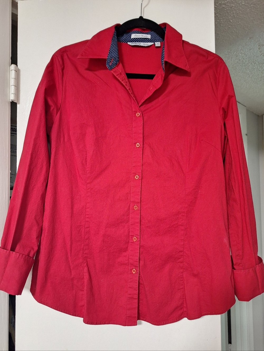 Classic Red Button-Up Women's Shirt - Esabel C